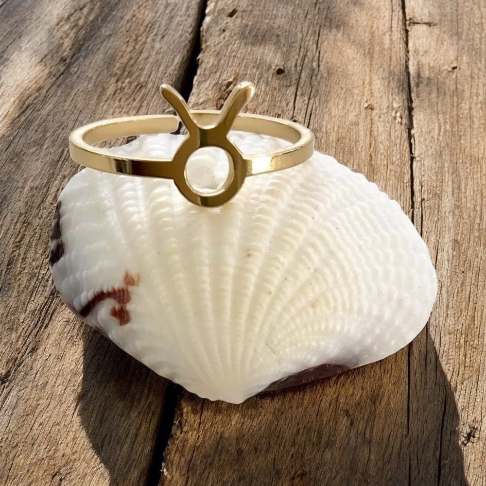 🆕 Taurus Gold Plated Zodiac Ring Gold Plating over Stainless Steel